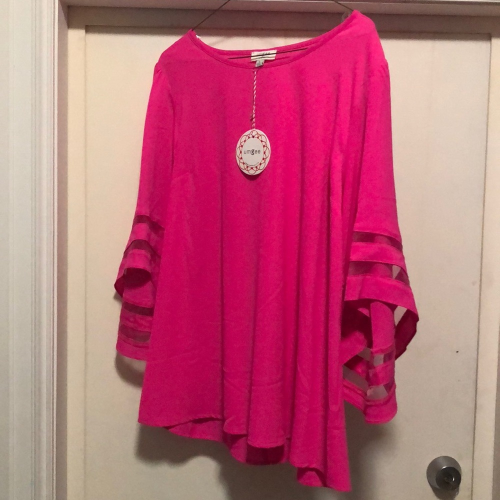 Pink draped sleeve top